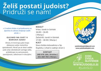 Judo klub Duplek vabi v svoje vrste