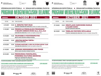 PROGRAM VGC ŠTORKLJA V ŠALOVCIH V MESECU OKTOBRU