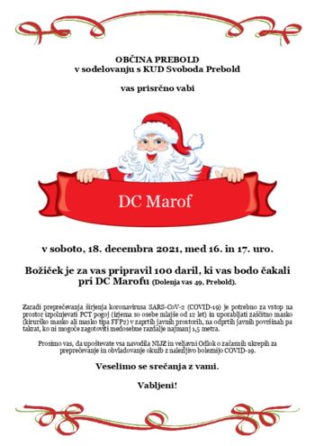 Božiček na Kmečki tržnici Prebold - sobota, 18.decembra med 16. in 17. uro