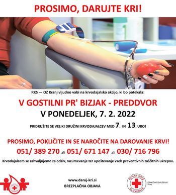 Vabljeni na krvodajalsko akcijo
