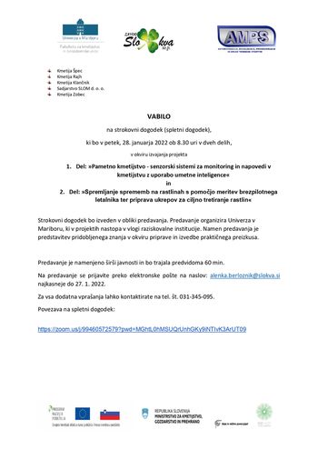 Spletni strokovni dogodek za širšo javnost ob zaključku izvajanja kmetijskih projektov