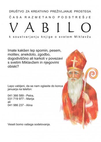 Vabilo na soustvarjanje knjige o svetem Miklavžu