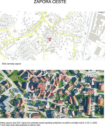 Delna zapora ulice Grič