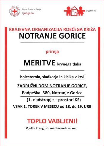 MERITVE KRVNEGA TLAKA, HOLESTEROLA,SLADKORJA IN KISIKA V KRVI