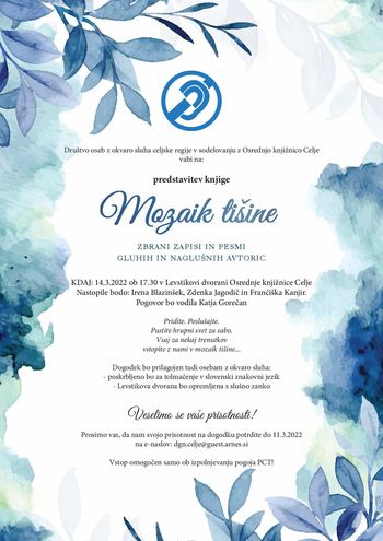 MOZAIK TIŠINE - Zbrani zapisi in pesmi gluhih in naglušnih avtoric