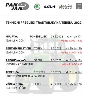 TEHNIČNI PREGLEDI TRAKTORJEV NA TERENU
