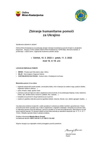 Dvodnevna humanitarna akcija v Občini Miren-Kostanjevica