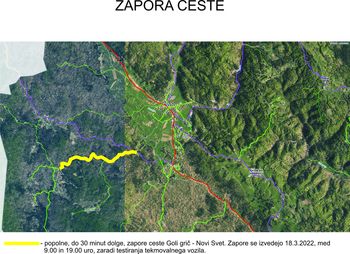 Zapora ceste Goli grič - Novi Svet