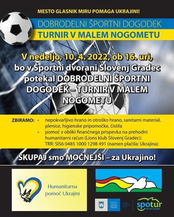 DOBRODELNI ŠPORTNI DOGODEK V POMOČ PREBIVALCEM UKRAJINE