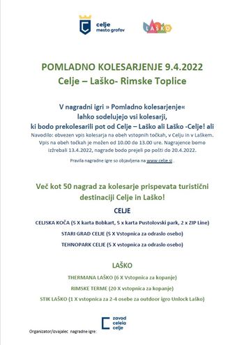 Pomladno kolesarjenje med Celjem in Laškim jutri v vsakem vremenu 