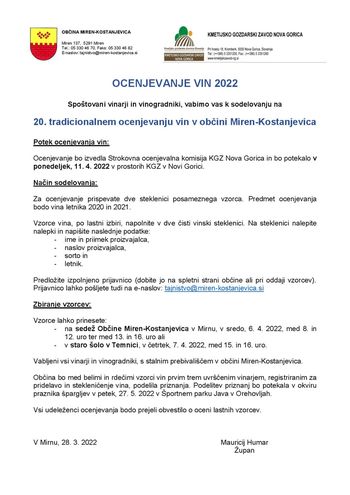 OCENJEVANJE VIN 2022
