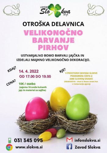 OTROŠKA DELAVNICA: VELIKONOČNO BARVANJE PIRHOV