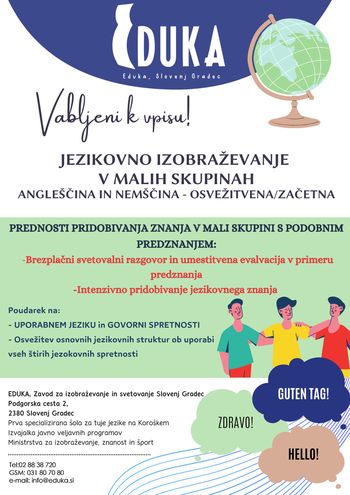 OSVEŽITE / PRIDOBITE ZNANJE NEMŠČINE ALI ANGLEŠČINE