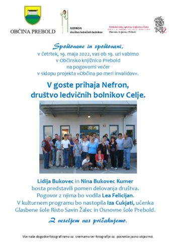 Pogovorni večer - Nefron, društvo ledvičnih bolnikov Celje