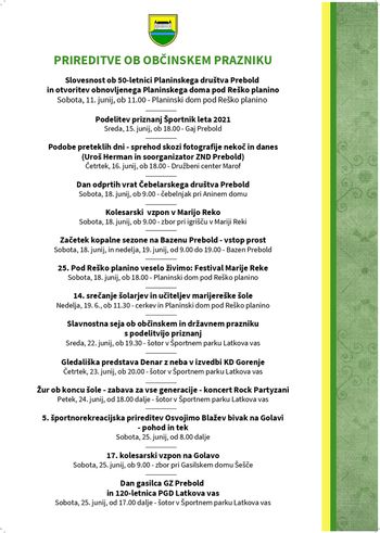 Prireditve ob občinskem prazniku Prireditve ob občinskem prazniku