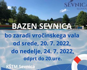 Vročinski val/ Bazen Sevnica, podaljšan odpiralni čas 
