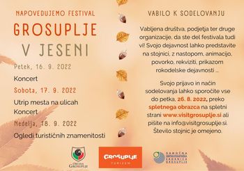 Napovedujemo: Festival Grosuplje v jeseni (vabilo k sodelovanju)