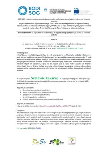 Odprta razprava po metodi »Svetovne kavarne« in študijski obisk z ogledom dobre prakse