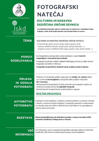 Fotografski natečaj Kulturna in naravna dediščina občine Sevnica