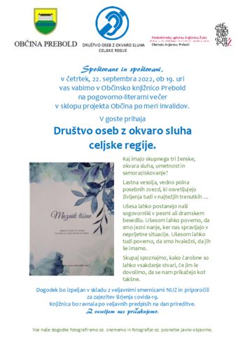 Pogovorno literarni večer - Društvo oseb z okvaro sluha celjske regije