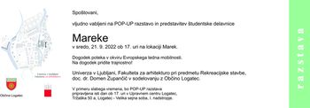 POP- UP razstava in predstavitev študentske delavnice Mareke