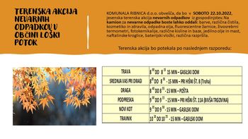 TERENSKA AKCIJA ZBIRANJA NEVARNIH ODPADKOV V OBČINI LOŠKI POTOK 