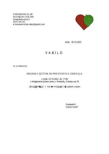 Predavanje - Imunski sistem in preventiva zdravja