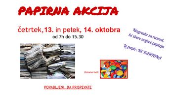 Zbiranje odpadne papirja na OŠ Poldeta Stražišarja