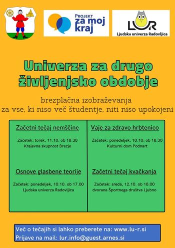 Univerza za drugo življenjsko obdobje - brezplačni izobraževalni programi za odrasle zaposlene in brezposelne