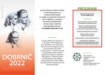 Dobrnič 2022- Spominska slovesnost ob 79. obletnici 1. kongresa SPŽZ