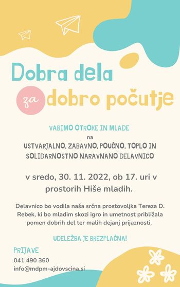 Delavnica Dobra dela za dobro počutje
