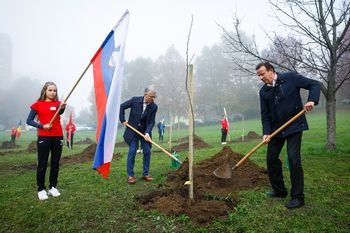 Posaditev sadnih dreves v spomin na Evropsko prvenstvo za rokometašice v Celju 