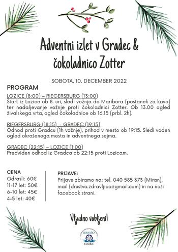 Adventni izlet v Gradec in čokoladnico Zotter 