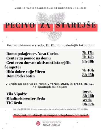 AKCIJA PECIVO ZA STAREJŠE LETOS ŽE 7. LETO ZAPORED