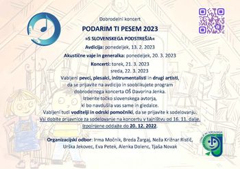 Samo še nekaj dni za prijavo na avdicijo za Podarim ti pesem 2023 »S SLOVENSKEGA PODSTREŠJA«