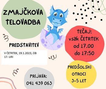 ZMAJČKOVA TELOVADBA 3-5LET - VPIS + brezplačna predstavitev