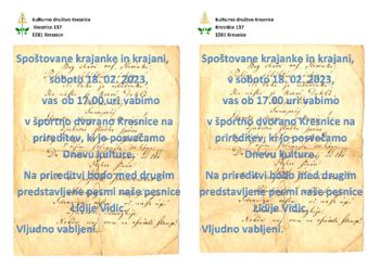 Prireditev posvečena dnevu kulture