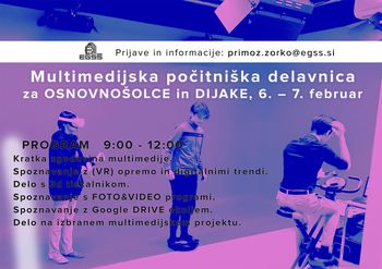 Brezplačna delavnica multimedijske produkcije za osnovnošolce in dijake na EGSŠ Radovljica