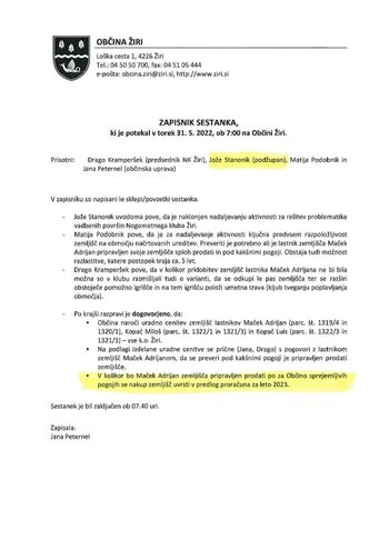 Dodatna vadbena površina za NK Žiri