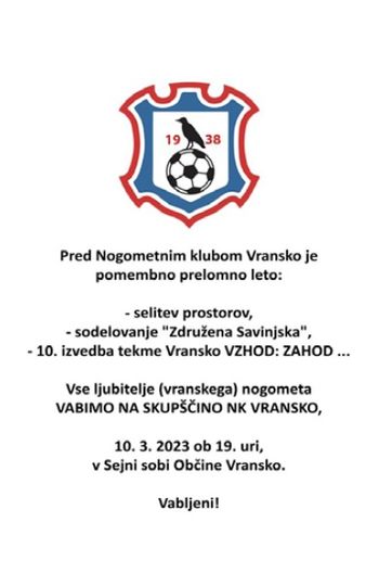 SKUPŠČINA NOGOMETNEGA KLUBA VRANSKO