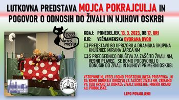 VABILO ZA OTROKE - Lutkovna predstava Mojca Pokrajculja in pogovor o živalih