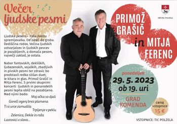Večer ljudskih pesmi s Primožem Grašičem in Mitjo Ferencem