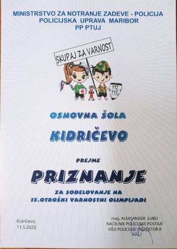 Otroška varnostna olimpijada v Kidričevem 