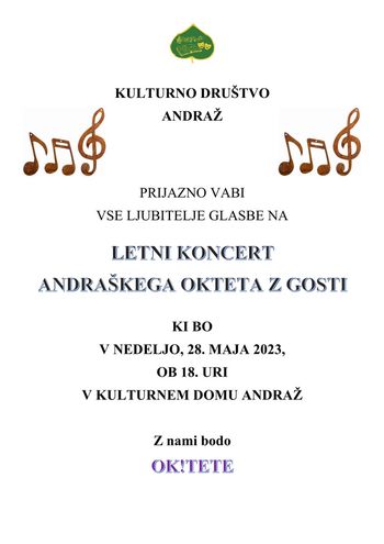 Letni koncert Andraškega okteta z gosti