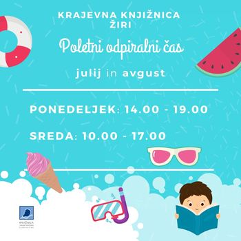 Poletni odpiralni čas Krajevne knjižnice Žiri