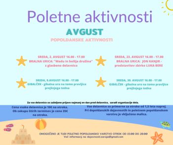 Aktivnosti avgusta pri Dejavnosti Zaraja