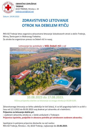 ZDRAVSTVENO LETOVANJE OTROK ZDRAVSTVENO LETOVANJE OTROK