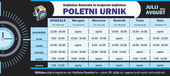 POLETNI URNIK KNJIŽNICE DOMŽALE IN NJENIH ENOT