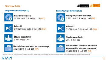 Kako so poslovni subjekti v gorenjskih občinah poslovali v letu 2022?