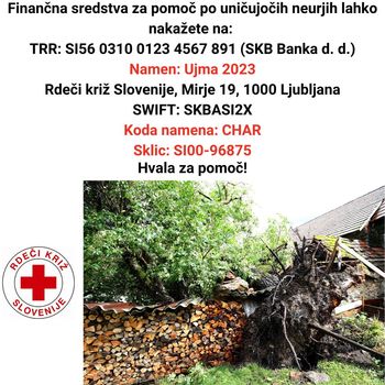 Zbirajo pomoč po neurju: pošljite SMS UJMA5 ali UJMA10 na 1919